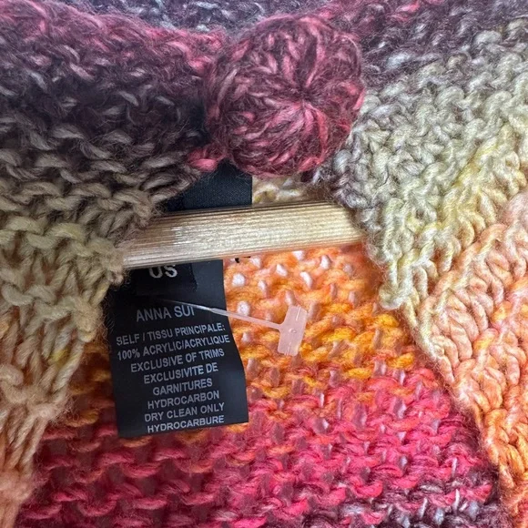 NEW Anna Sui Ombré Hand Crochet Poncho in Rainbow OS - Picture 12 of 12